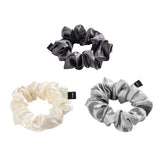 Blissy Scrunchies -  White, Gray, Silver