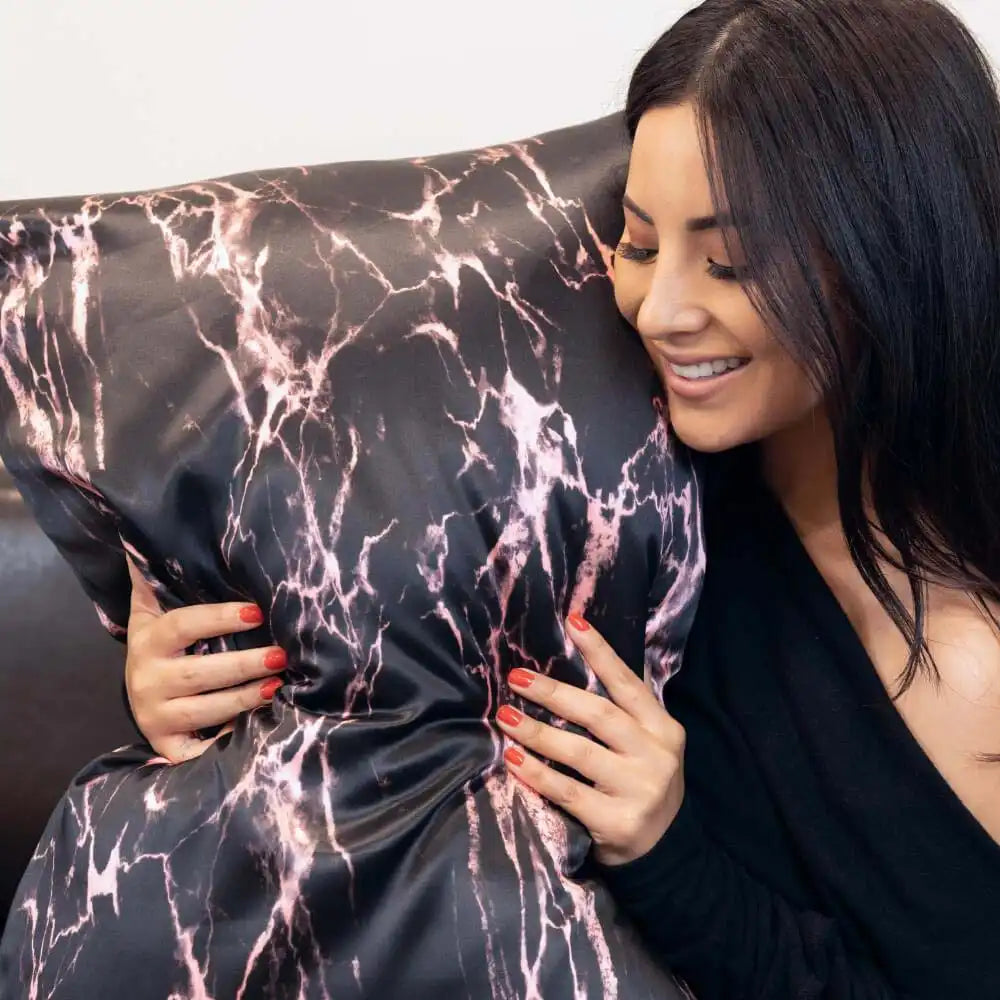 Pillowcase - Rose Black Marble - King